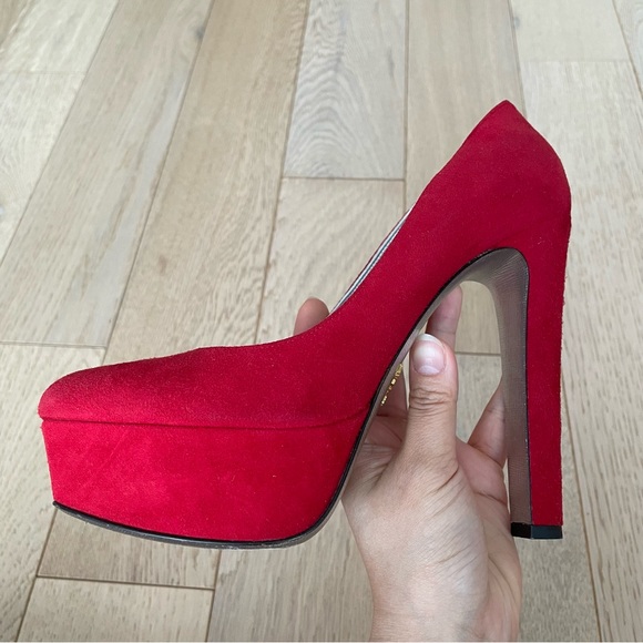 Prada Red Suede Pumps - Picture 11 of 13